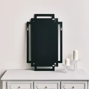 Melody Maison Grey Glass Art Deco Rectangle Wall Mirror - 80cm x 50cm