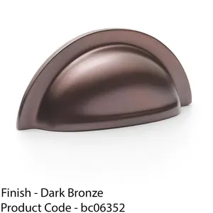 Ridged Cup Handle - Dark Bronze - 76mm Centres Solid Brass Shaker Drawer Pull