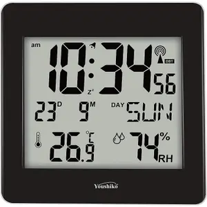 Large Jumbo LCD Radio Controlled Wall Clock  with Temperature and Humidity display  YC8058