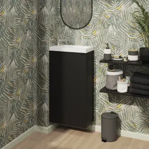 GoodHome Imandra Matt Black Single Freestanding Bathroom Cloakroom unit (H) 790mm (W) 440mm