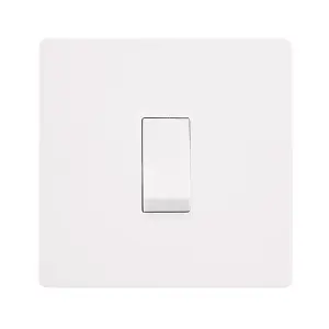 White Metal Screwless Plate 10A 1 Gang 2 Way   Light Switch - White Trim - SE Home