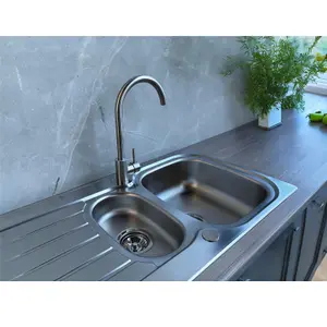 Liquida LSS150 1.5 Bowl Reversible Inset Stainless Steel Kitchen Sink With Waste