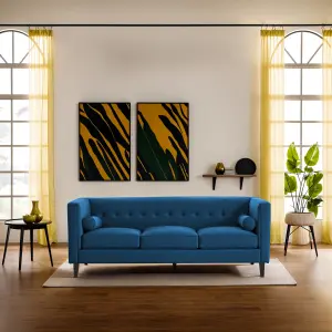 Interiors by Premier Helia Blue Velvet Sofa