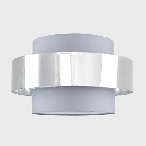 ValueLights Matildo Modern Grey and Chrome Cylinder Ceiling Pendant Light Shade