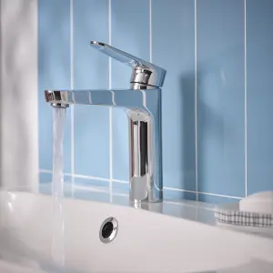 GoodHome Cavally Medium Chrome effect Round Basin Mono mixer Tap