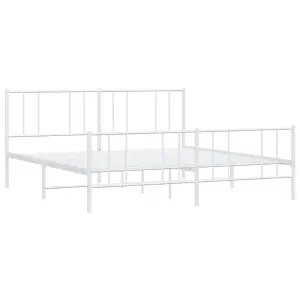 Berkfield Metal Bed Frame with Headboard and Footboard White 200x200 cm