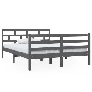 Berkfield Bed Frame Grey Solid Wood Pine 140x190 cm