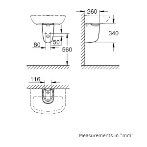 Grohe Bau Wall-mounted Semi pedestal (H)34cm (W)17.3cm