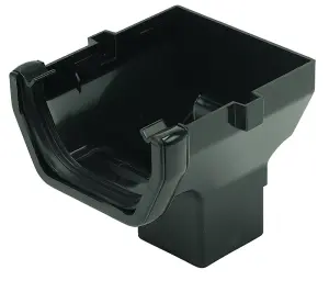 FloPlast Black Square Stop end Gutter outlet, (L)41mm (W)114mm