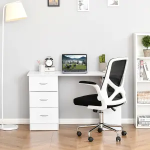 HOMCOM 120cm Computer Desk PC Table Workstation w/ 3 Shelf & Drawers White