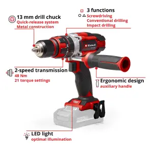 Einhell Cordless Combi Drill Driver 48Nm 18V PXC Power X-Change With Auxiliary Handle TE-CD 18/48 LI-I Solo - Body Only