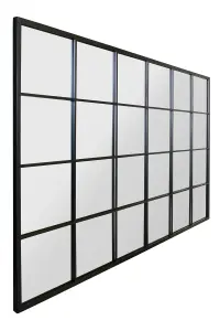 MirrorOutlet The Genestra Black Modern Window Garden Wall Mirror 69" X 43" 174CM X 110CM