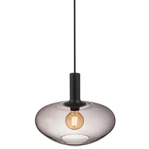 Nordlux Alton 35 Indoor Living Dining Glass Pendant Ceiling Light in Black (Diam) 35cm