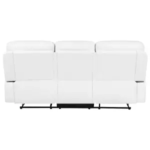 3 Seater Faux Leather Manual Recliner Sofa White BERGEN