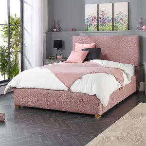 Bouclé Upholstered Garland Ottoman Bed Frame, Blush