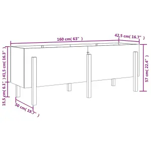 Berkfield Garden Raised Bed Grey 160x50x57 cm Solid Wood Pine