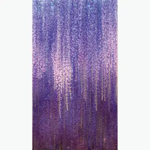 Grandeco Cascading Wisteria Flowers 3 panel repeatable wallpaper Mural, Purple 2.8 x 1.59m