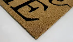 A.Unique Home 15mm Natural Coir Doormat with Printed Pattern 40cm x 80cm - Non-Slip PVC Backed - WELCOME HOME MAT