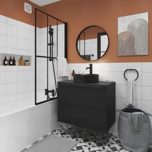 GoodHome Cavally Matt Black 3-spray pattern Shower kit