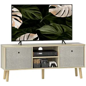 HOMCOM Modern TV Cabinet Stand w/ Shelves & Drawers, Bedroom Natural