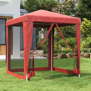 Berkfield Party Tent with 4 Mesh Sidewalls Red 2x2 m HDPE