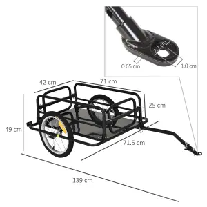 HOMCOM Bicycle Cargo Trailer for Shop Luggage Storage Utility w/ Hitch