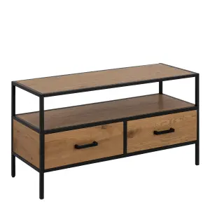 Seaford TV Unit 2 Drawers in Black & Oak