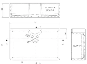 795mm - Single Bowl Butler Kitchen Sink - with Tap Ledge