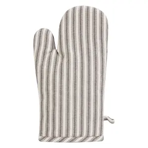 Traditional Style Grey Cotton Stripe Single Oven Glove