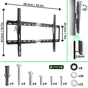 Duronic TVB777 Tilt Adjustable TV Bracket, Wall Mount with VESA 600x400 for Flat Screen Television 33-60"