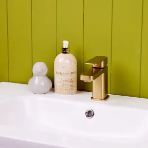 Flode Glan Mono Basin Mixer Tap Brushed Brass