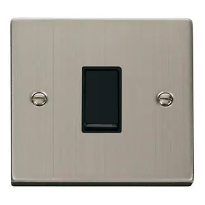 Stainless Steel 10A 1 Gang Intermediate Light Switch - Black Trim - SE Home