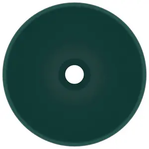 Belfry Bathroom Yogi 325mm L x 325mm W Ceramic Circular Countertop Basin Sink Dark Green