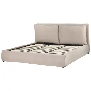 Velvet EU Super King Size Ottoman Bed Beige BAJONNA