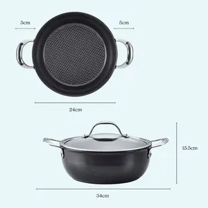 Anolon X SearTech Black Round Aluminium Durable Non-Stick Casserole Pan with Glass Lid 24cm