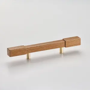 Solid Oak & Brass Handle - Wychbury 200mm Light Oak