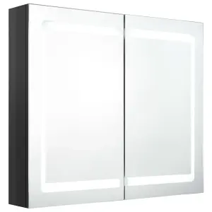 Berkfield LED Bathroom Mirror Cabinet Shining Black 80x12x68 cm