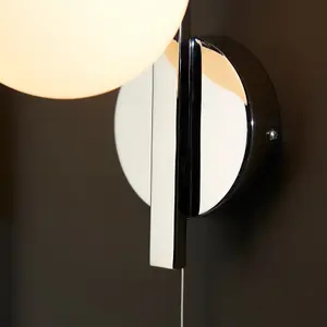 Luminosa Riomaggiore Bathroom Wall Lamp Chrome Plate & Matt Opal Glass IP44