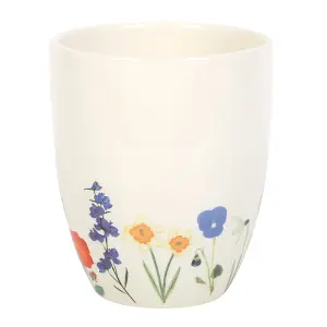 Something Different Wild Flowers Ceramic Plant Pot Off White (One Size)