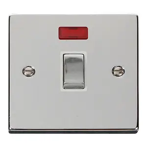 Polished Chrome 1 Gang 20A Ingot DP Switch With Neon - White Trim - SE Home