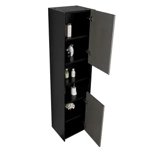 Declan Black & Concrete Wall Hung Bathroom Tall Storage Unit (H)1700mm (W)400mm