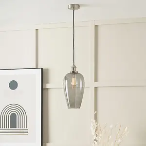 Glass Pendant Ceiling Light with Antique Silver Metal Chain Pendant