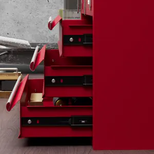 DURHAND Lockable 3 Drawer Tool Chest with Ball Bearing Slide Drawers Red