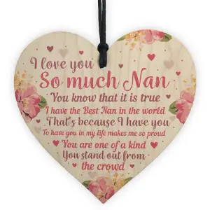 Red Ocean Special Mother's Day Gift For Nan Wooden Heart Nan Gifts Nan Plaque Grandparent Gifts Keepsake