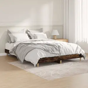 Berkfield Bed Frame Smoked Oak 140x190 cm Engineered Wood