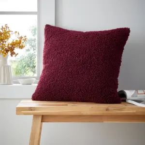 Catherine Lansfield So Soft Velvet Boucle 45x45 cm Cushion Damson