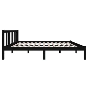 Berkfield Bed Frame Black Solid Wood 135x190 cm Double