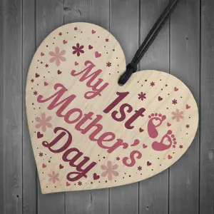 Red Ocean First 1st Mothers Day Mummy To Be Baby Newborn Gift Wooden Heart Sign Gift For Mum From Daughter Son