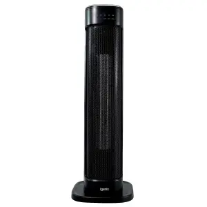 Igenix IGHT020DB Oscillating Tower Fan Heater with 3 Heat Modes, Black