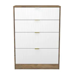 Nashville Ready assembled White & oak 4 Drawer Chest (H)1063mm (W)766mm (D)395mm